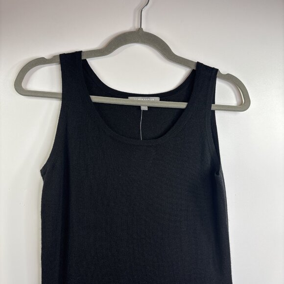 Neiman Marcus Cashmere Collection Black Tank Top Sheer Hem Size S NWT $150 - Picture 2 of 7